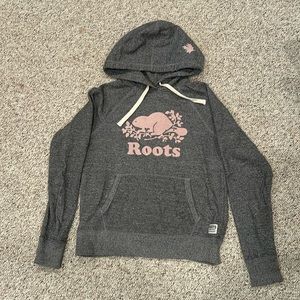 Grey Roots hoodie with light pink design size Medium